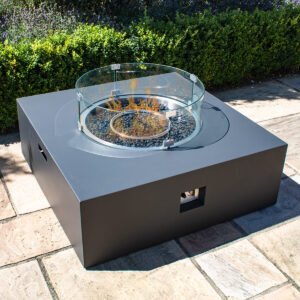 Square Gas Fire Pit Coffee Table – Charcoal