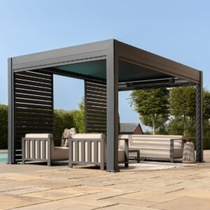 Pergola Aluminium Rectangular 30×40 – Frame Only – Grey