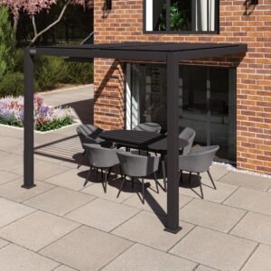 Como 3m x 3m Lean To Wall Pergola – Grey